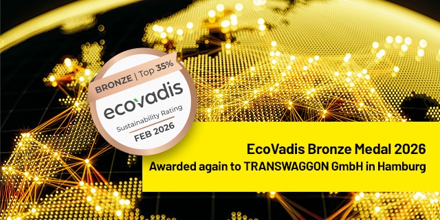 The TRANSWAGGON Hamburg site has once again been awarded the EcoVadis Bronze Medal